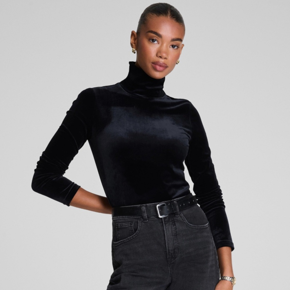 SPANX Black Velvet Turtleneck NWT